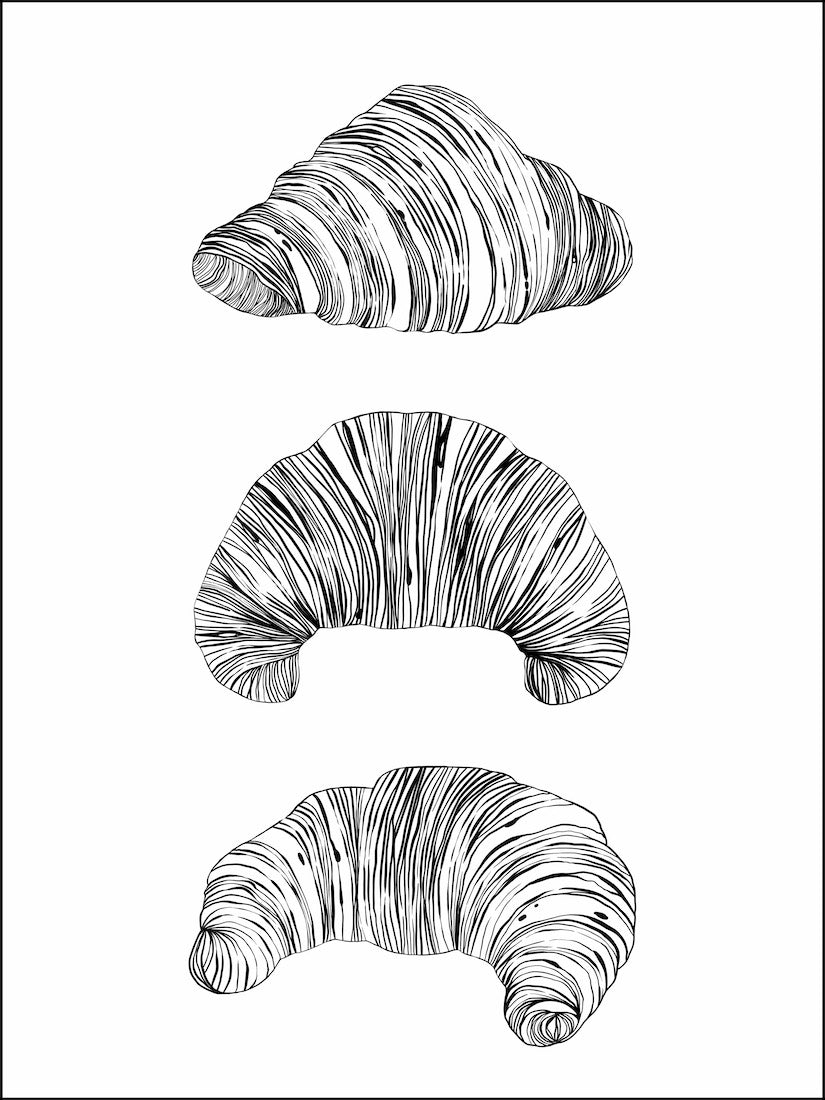 Trio croissant A3 RISO print