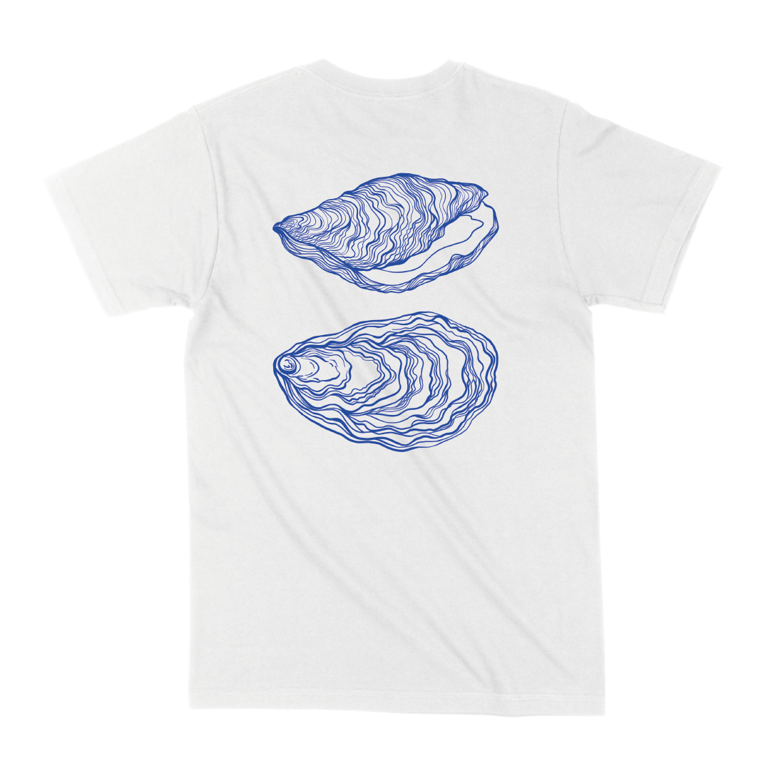 "Studio Boter – the blue line – T-shirt – Oesters" White